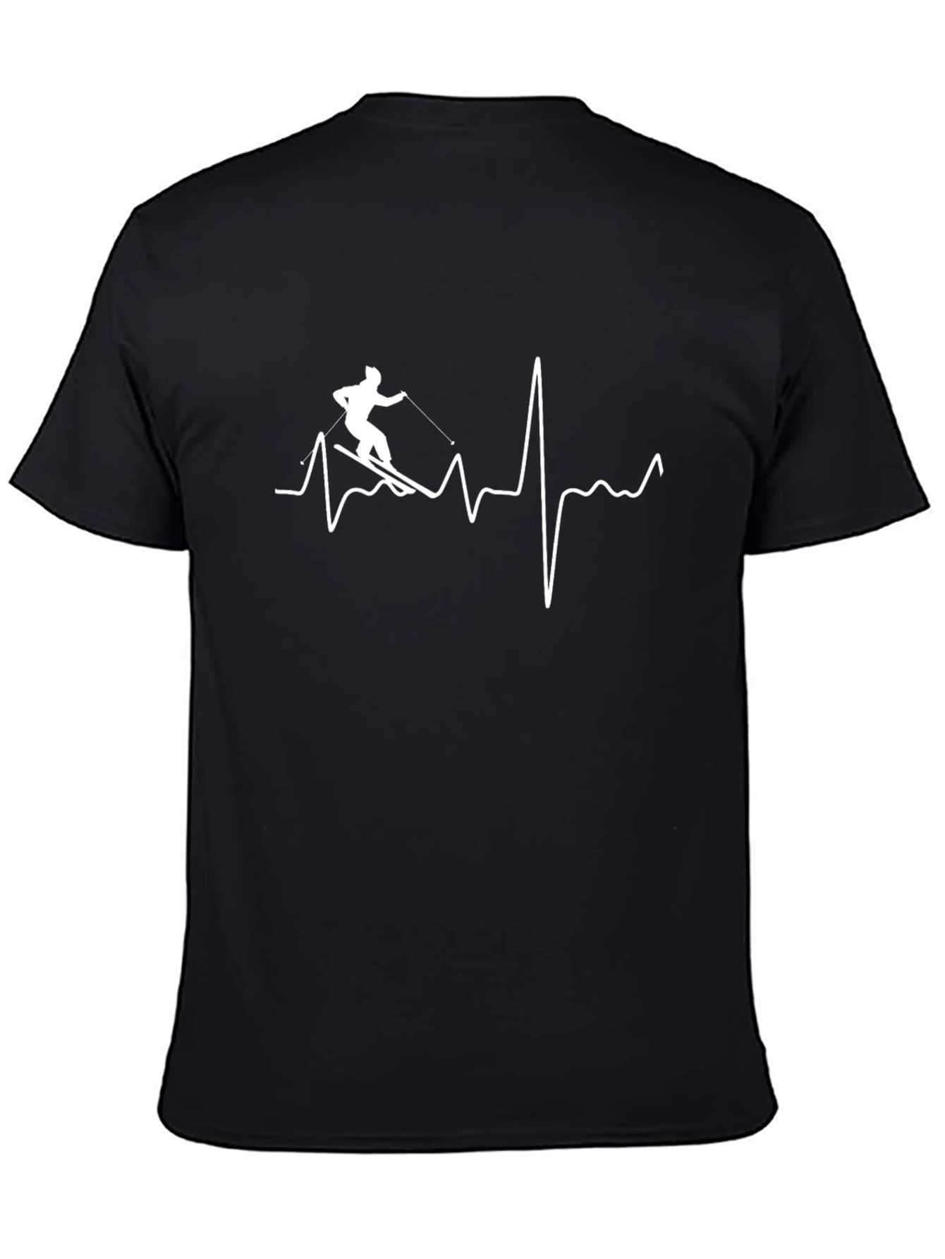 Skiing Heartbeat T-Shirt - Black