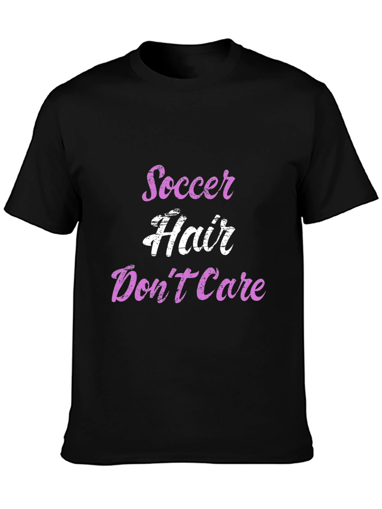Soccer Hair Dont Care Black Graphic Tee
