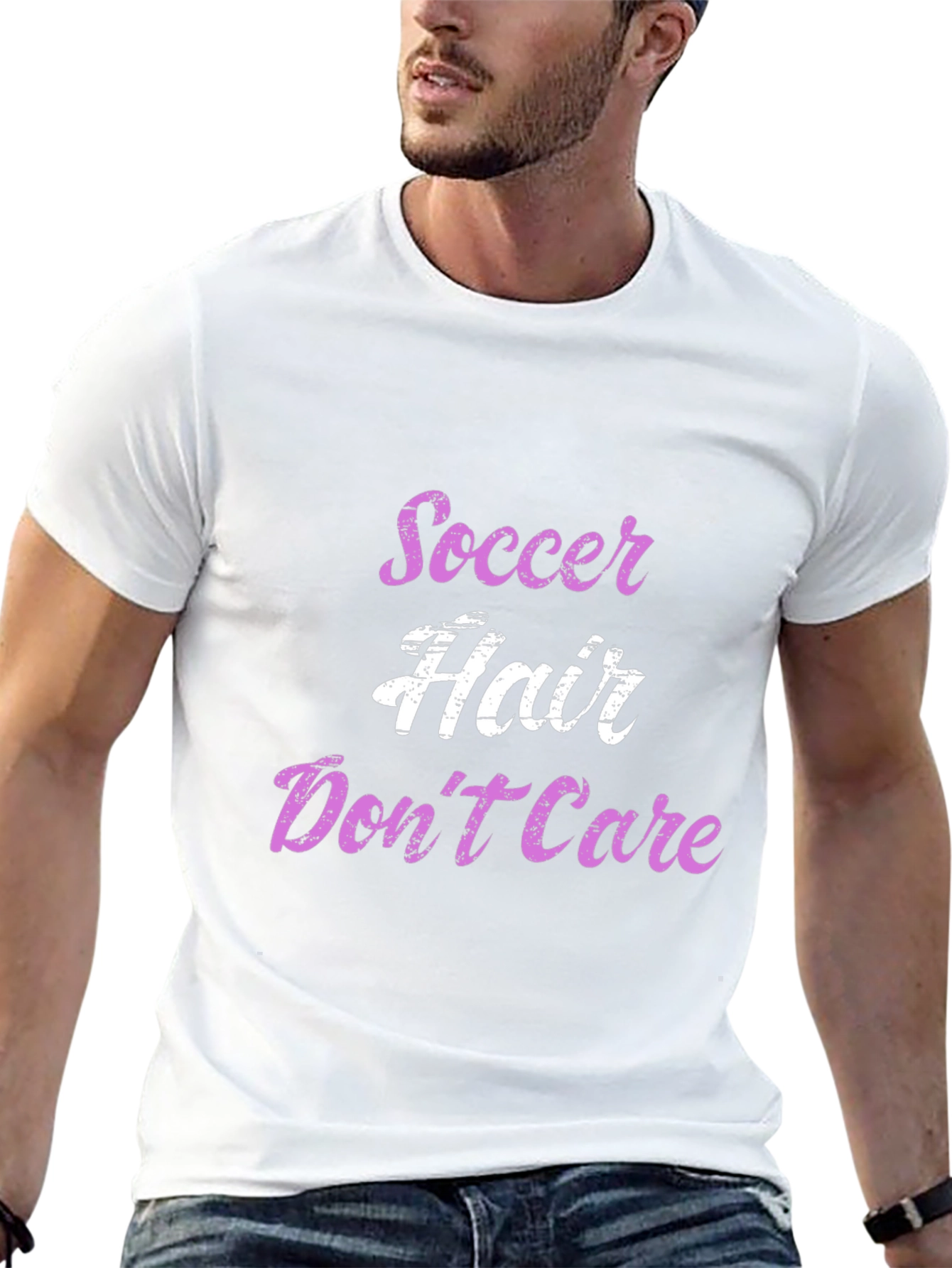 Soccer Hair Dont Care Black Graphic Tee