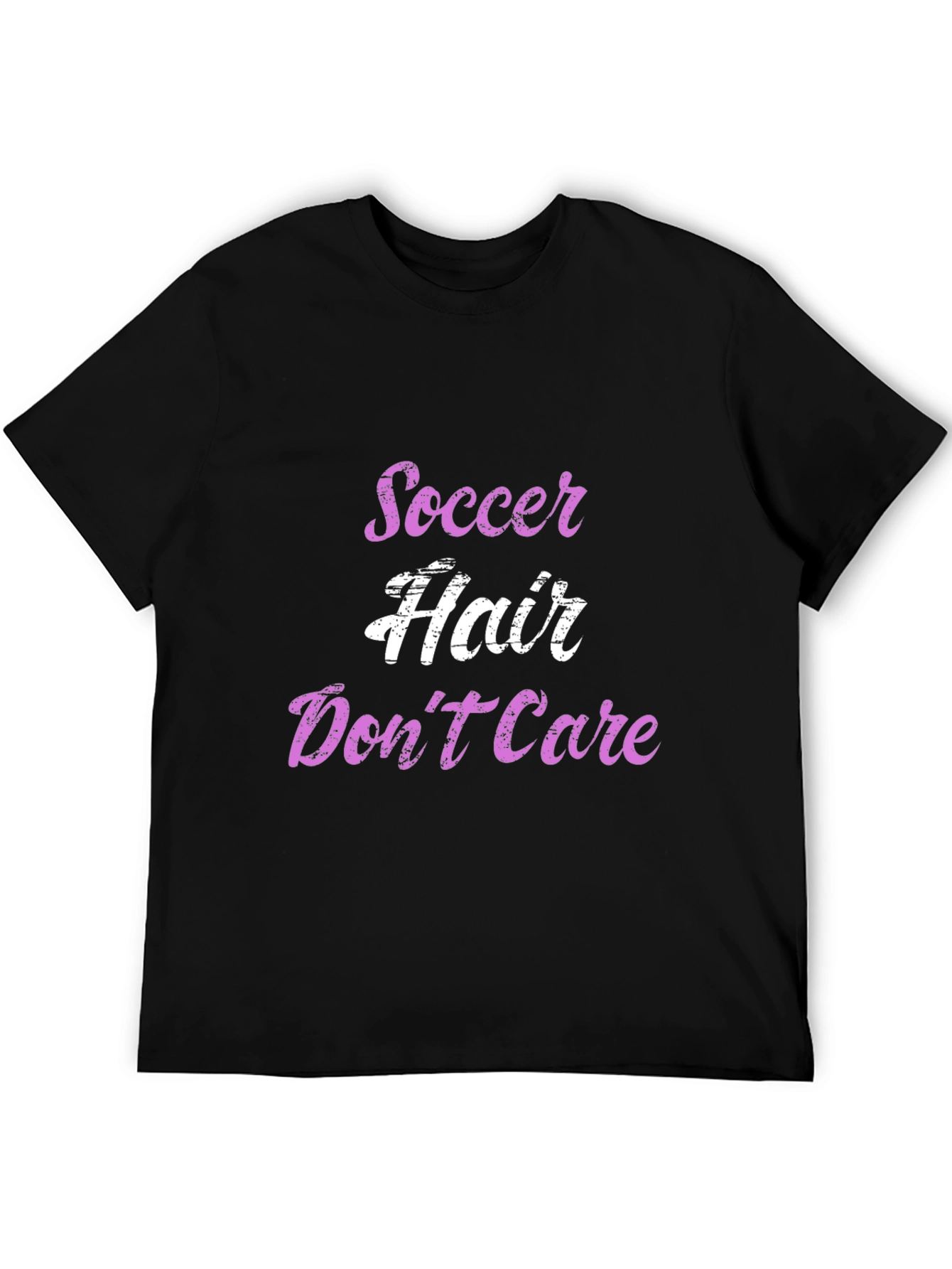 Soccer Hair Dont Care Black Graphic Tee