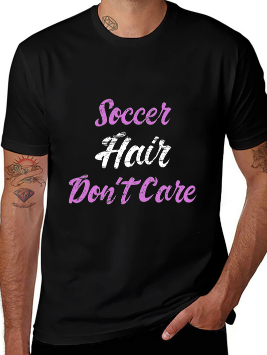 Soccer Hair Dont Care Black Graphic Tee