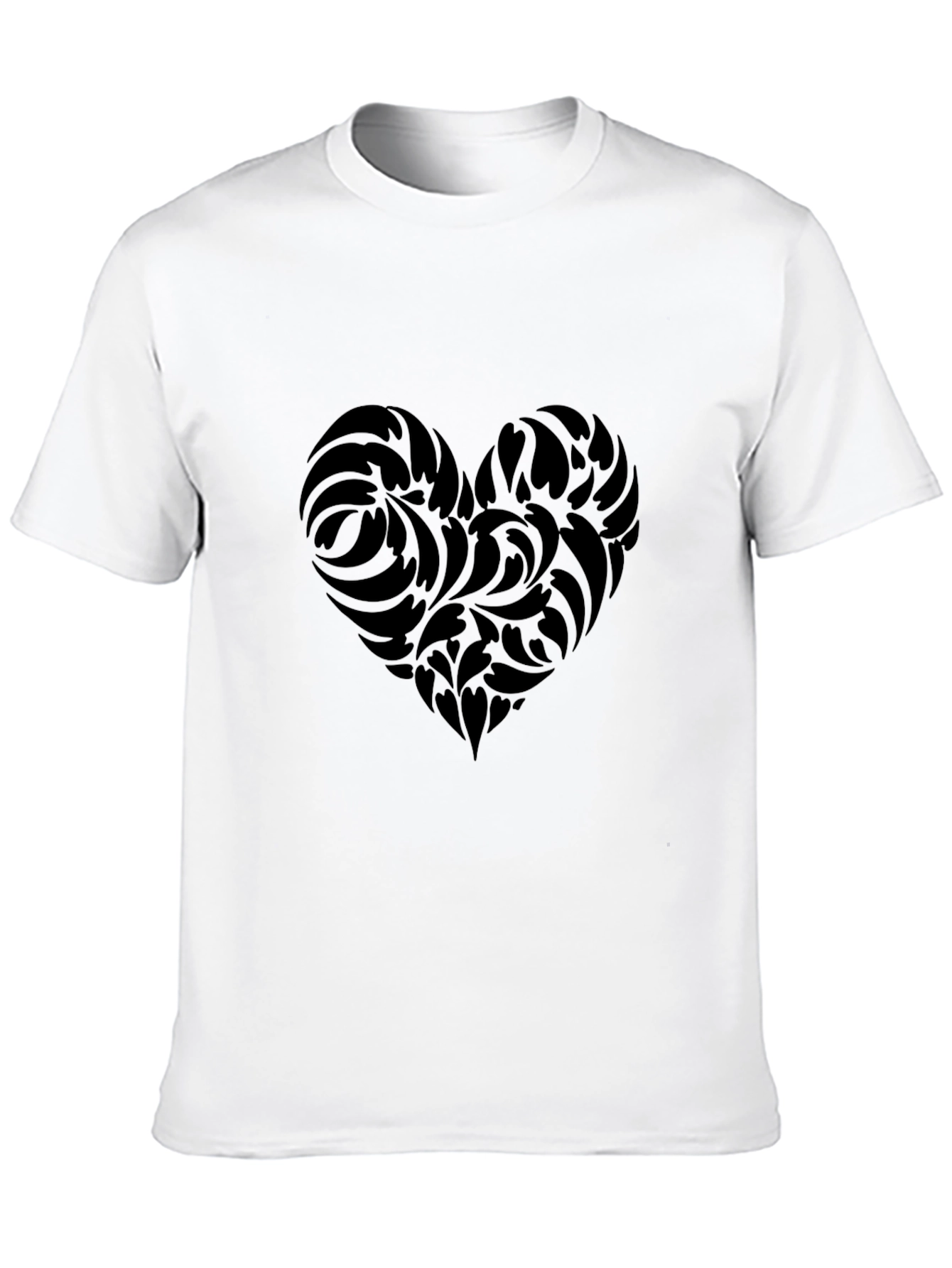Elegant Black Heart Pattern T-Shirt