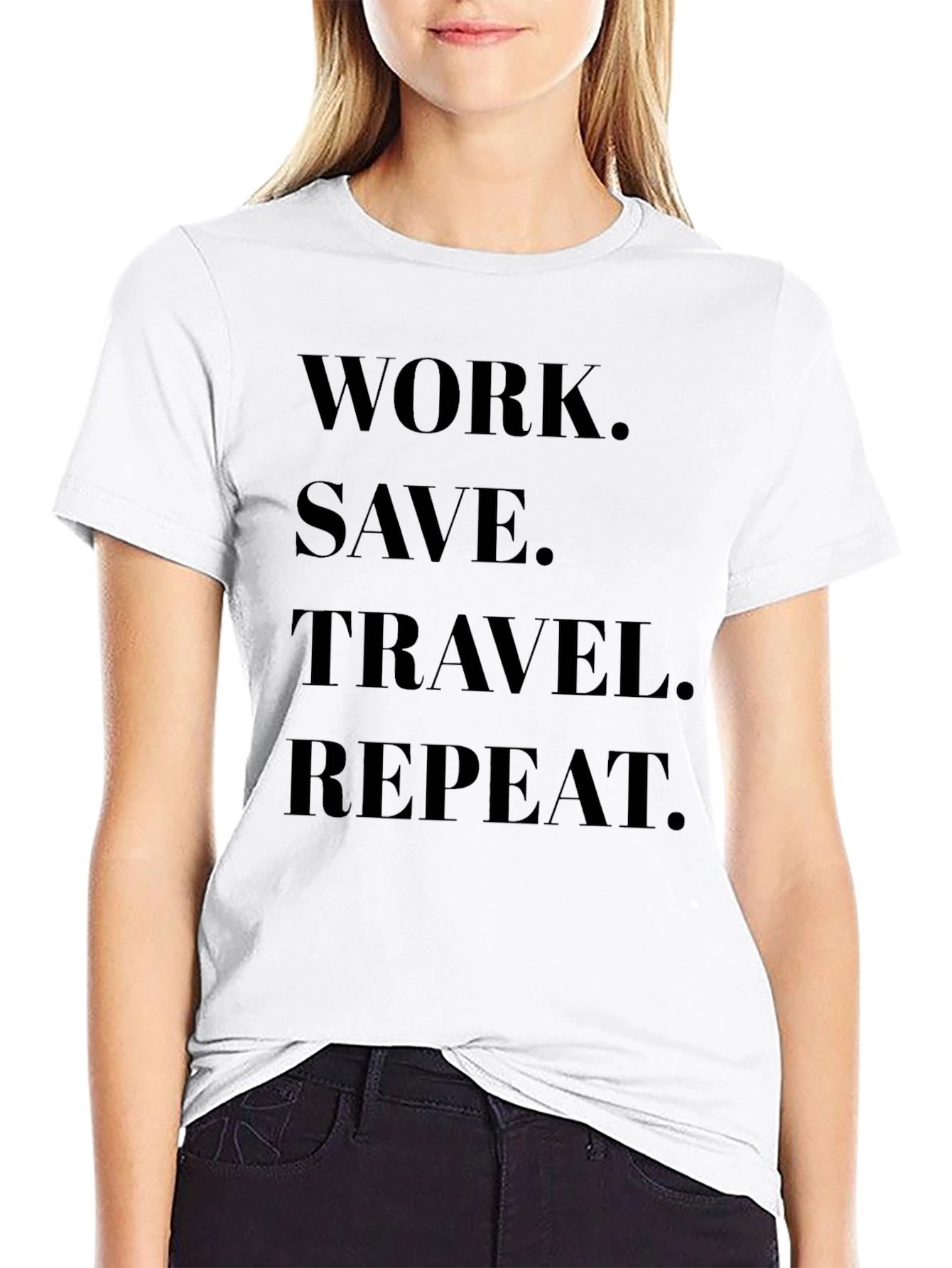 Work Save Travel Repeat Black Graphic Tee