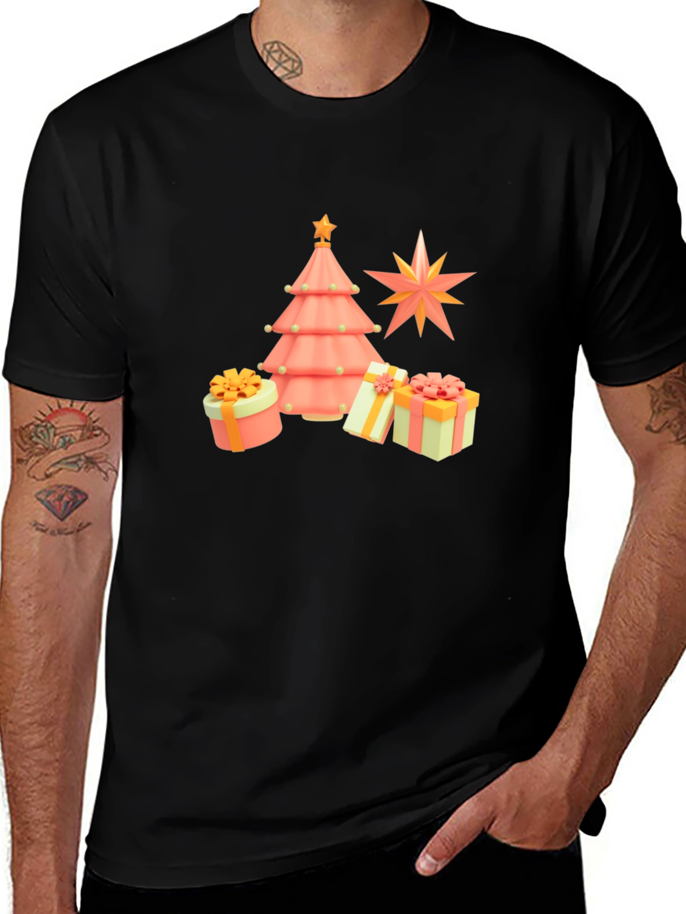 Festive Christmas Tree & Gift T-Shirt