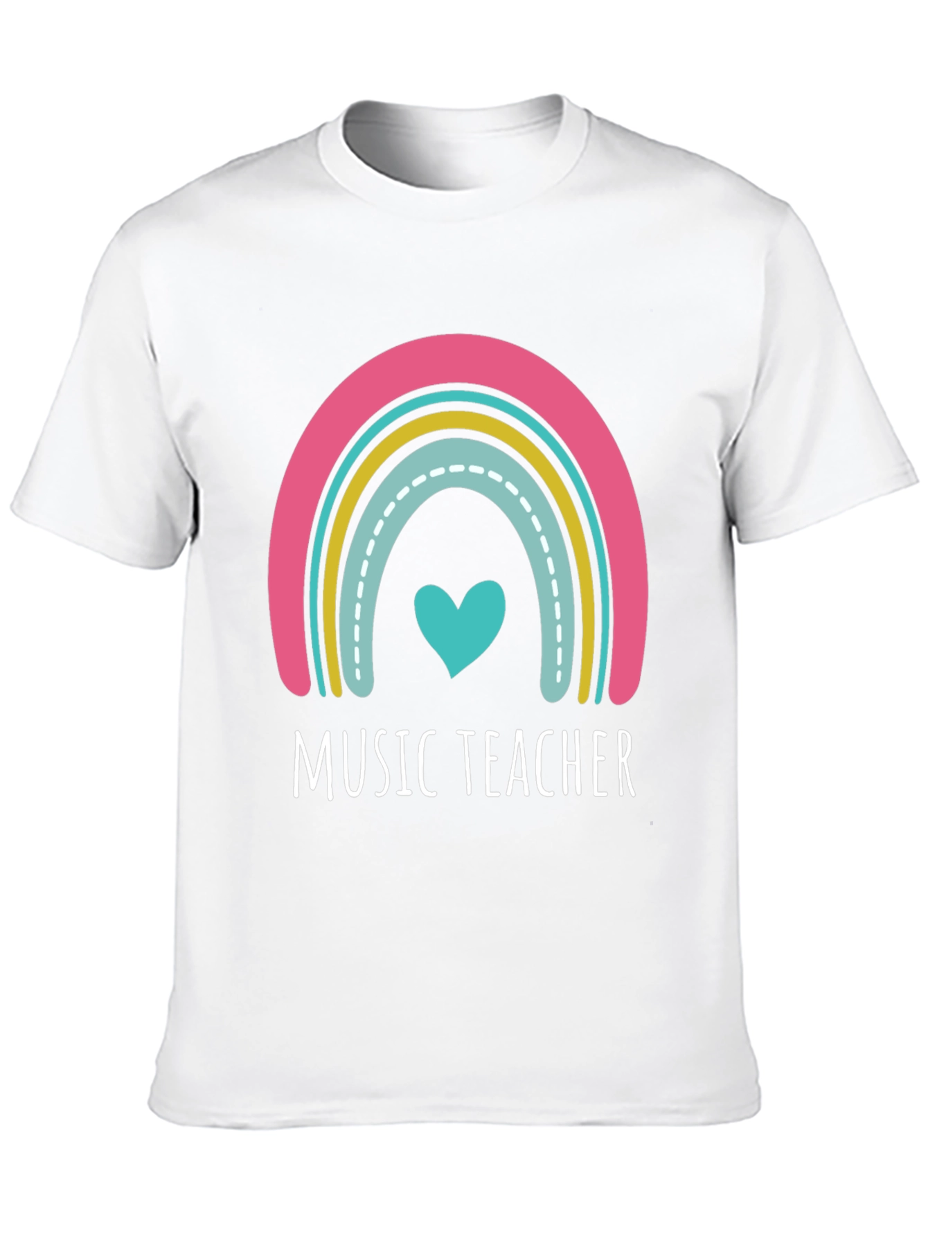 Music Teacher Rainbow Heart Graphic Tee