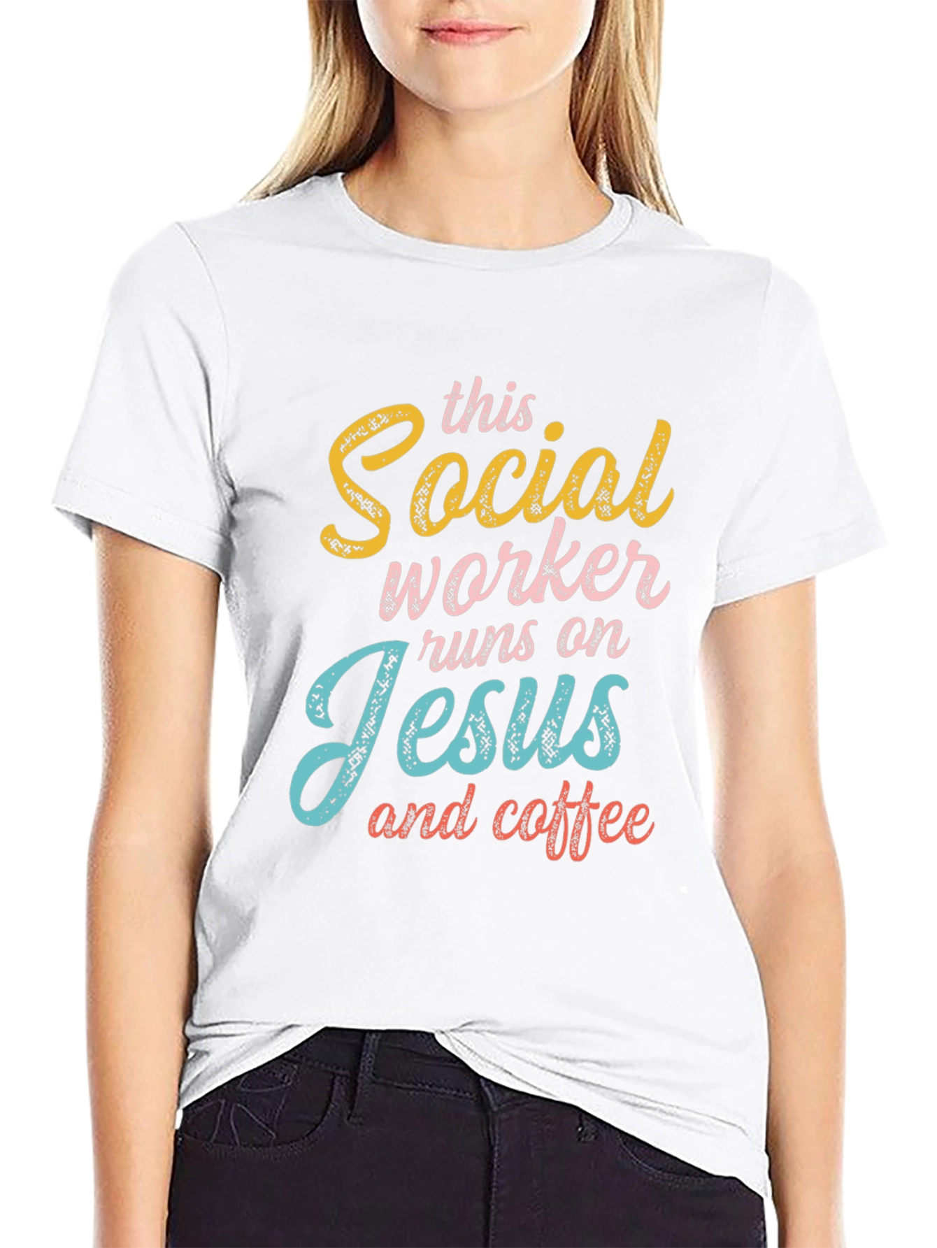 Social Worker Jesus & Coffee Graphic T-Shirt