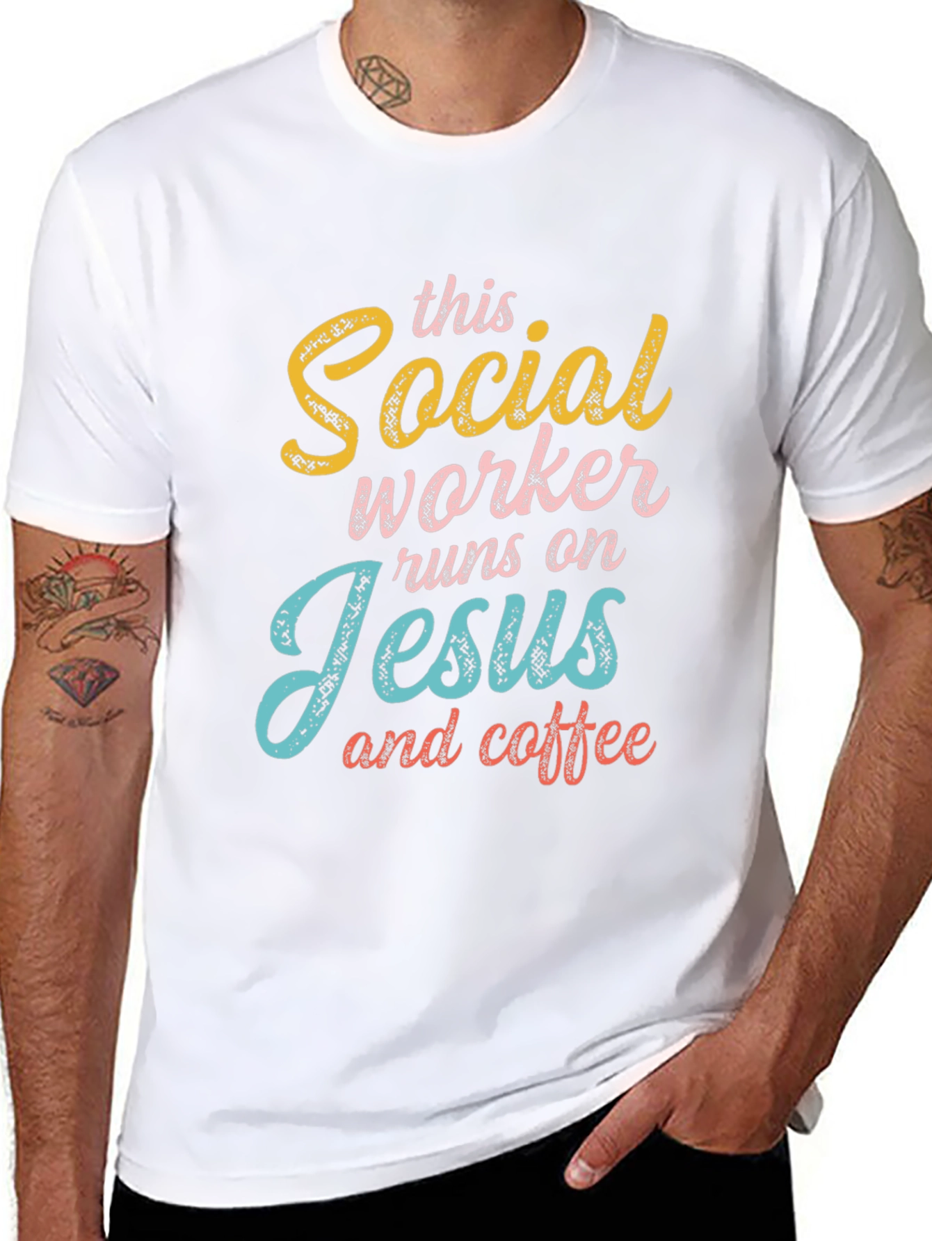 Social Worker Jesus & Coffee Graphic T-Shirt