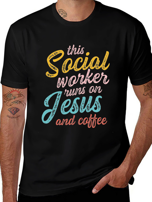 Social Worker Jesus & Coffee Graphic T-Shirt