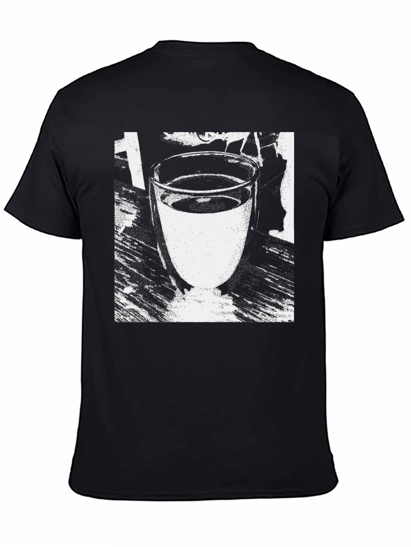 Black Graphic Tee - Glass of Water Design