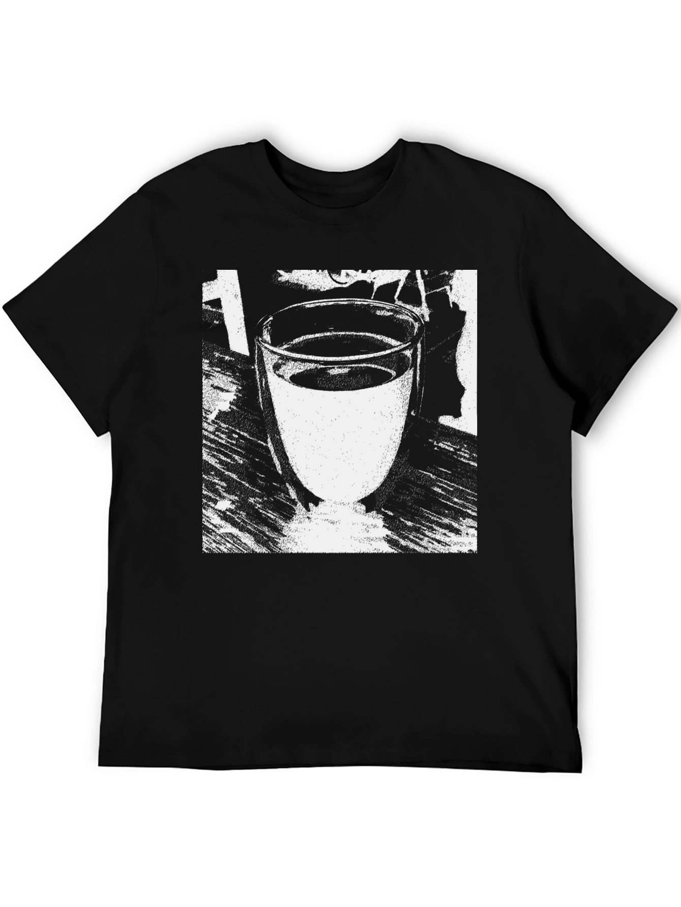 Black Graphic Tee - Glass of Water Design