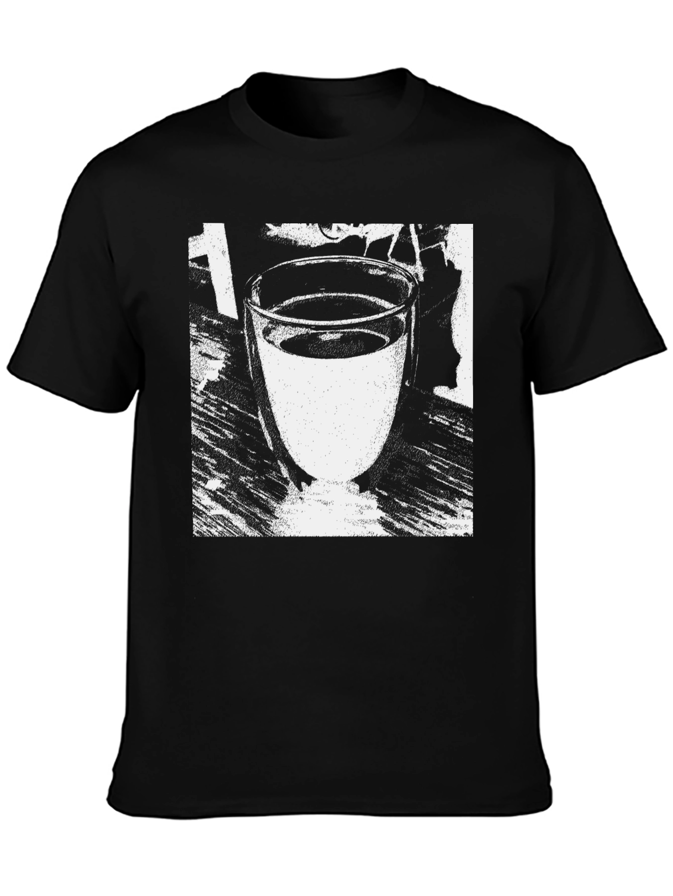 Black Graphic Tee - Glass of Water Design