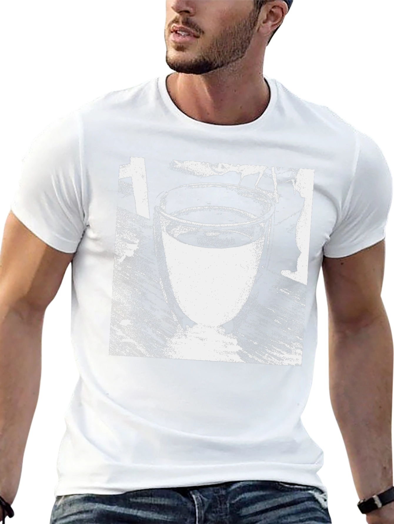 Black Graphic Tee - Glass of Water Design
