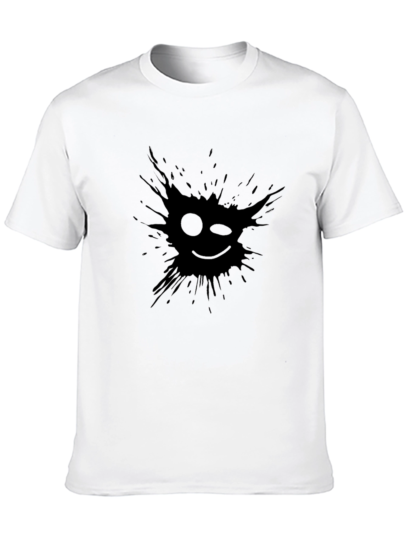 Mens Black Graphic Tee - Winking Smiley Face