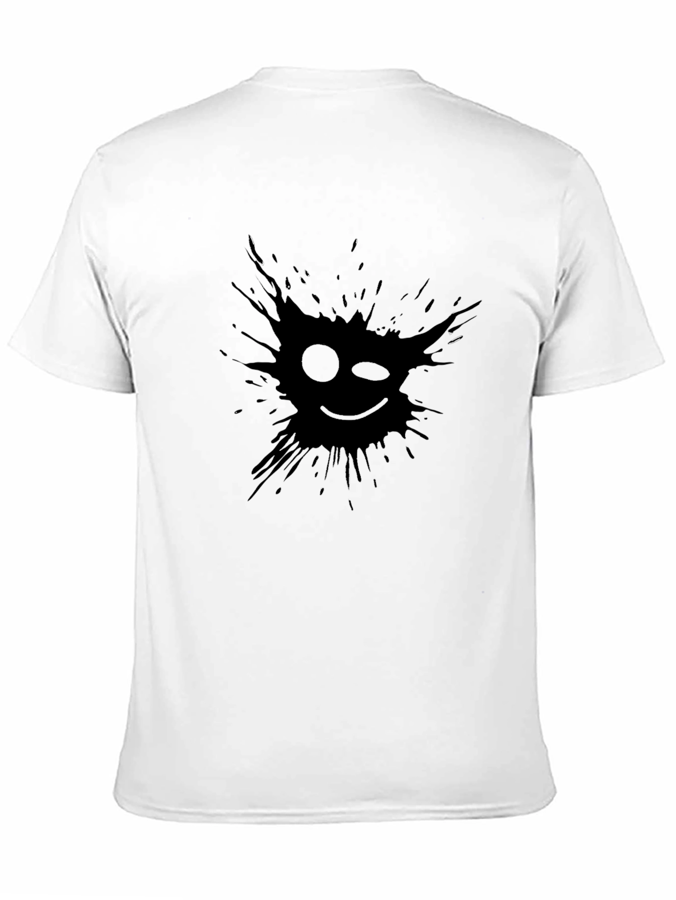 Mens Black Graphic Tee - Winking Smiley Face
