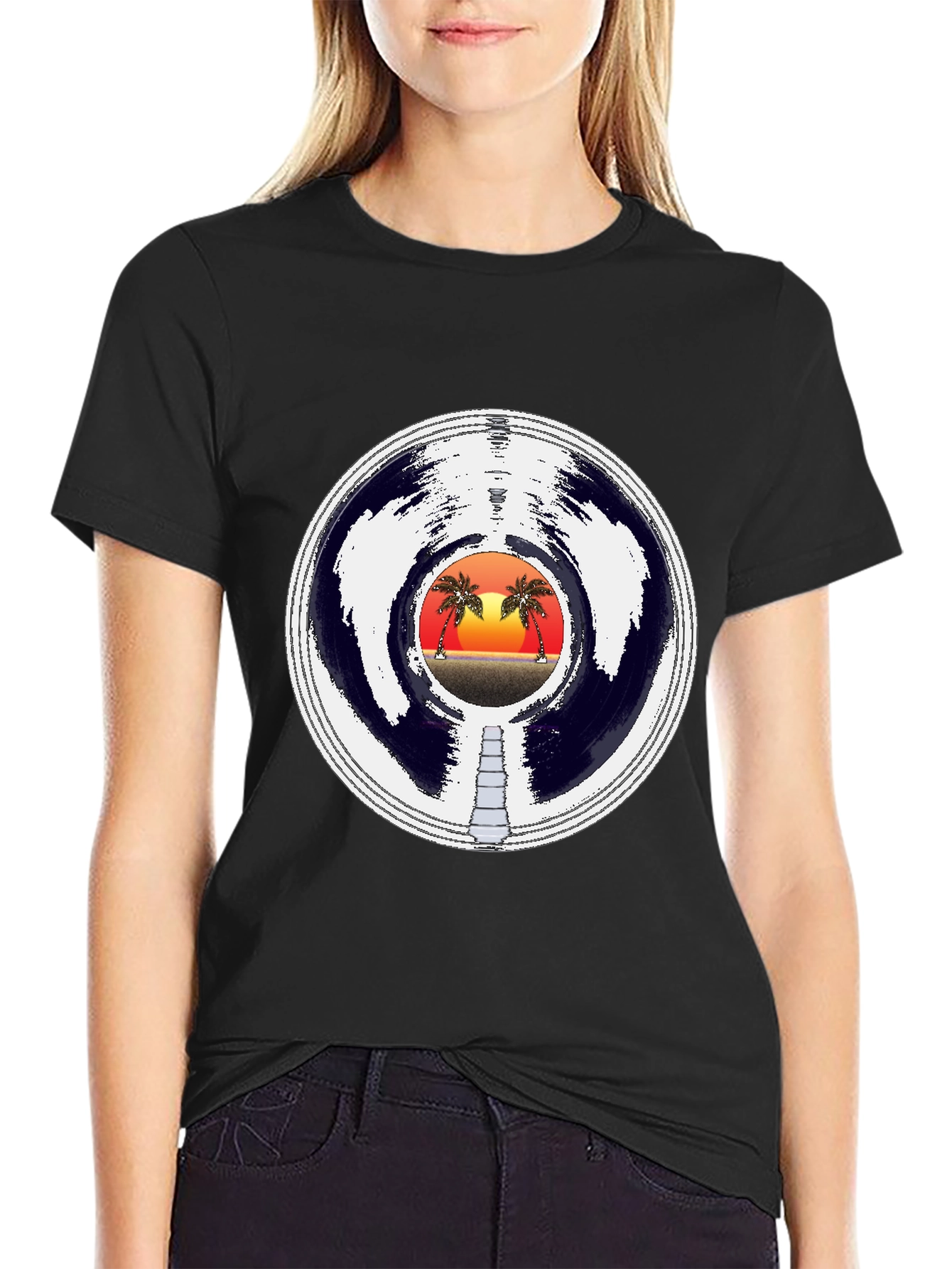 Retro Sunset Vinyl Record T-Shirt