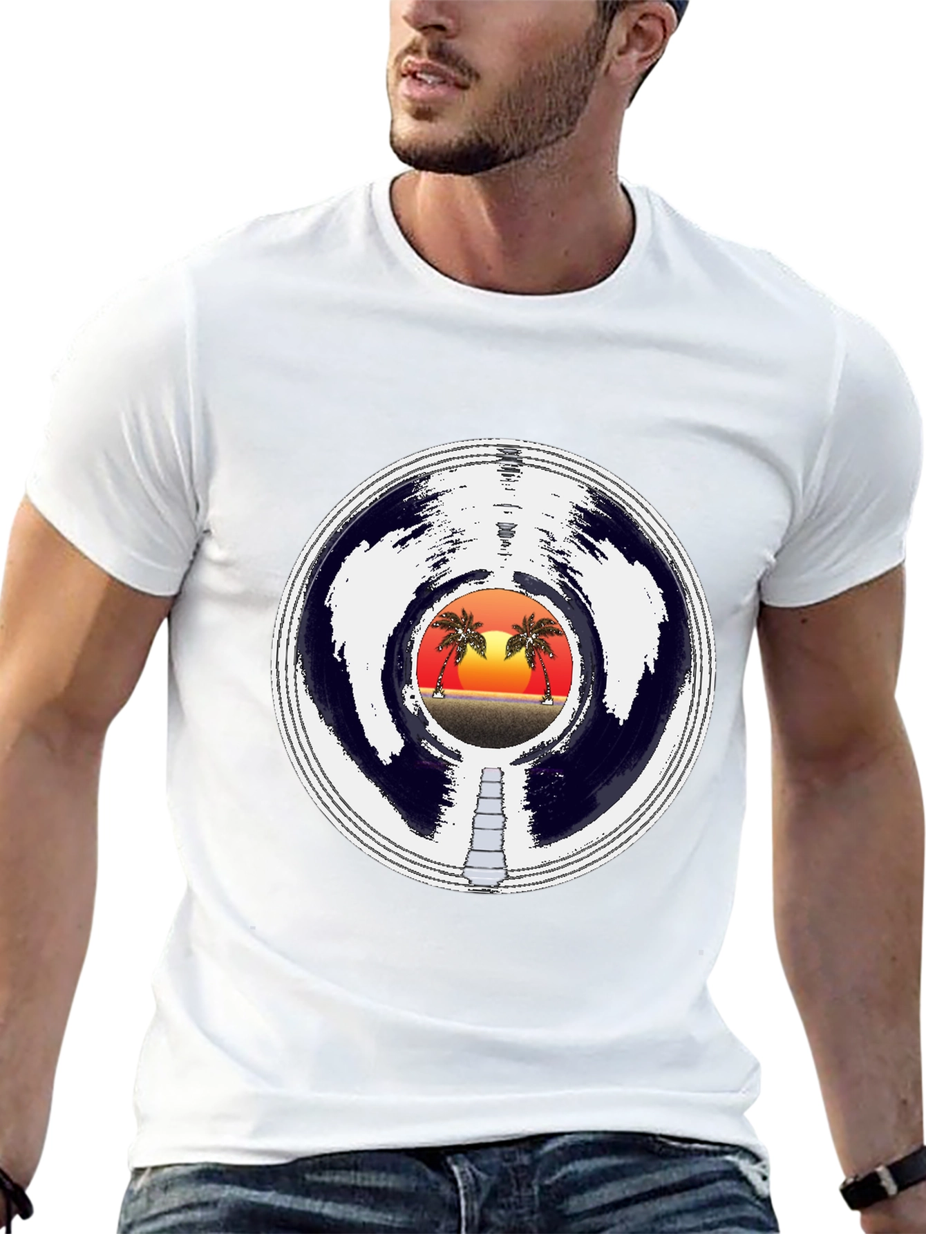 Retro Sunset Vinyl Record T-Shirt