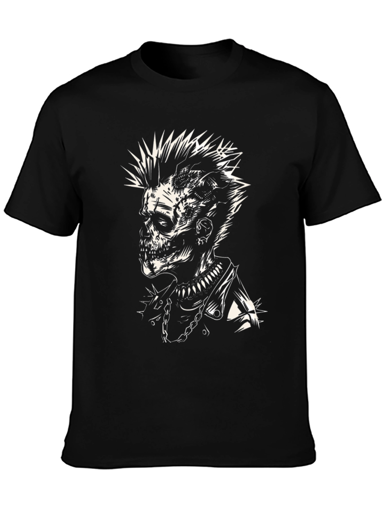 Punk Zombie Graphic T-Shirt - Black Cotton Tee