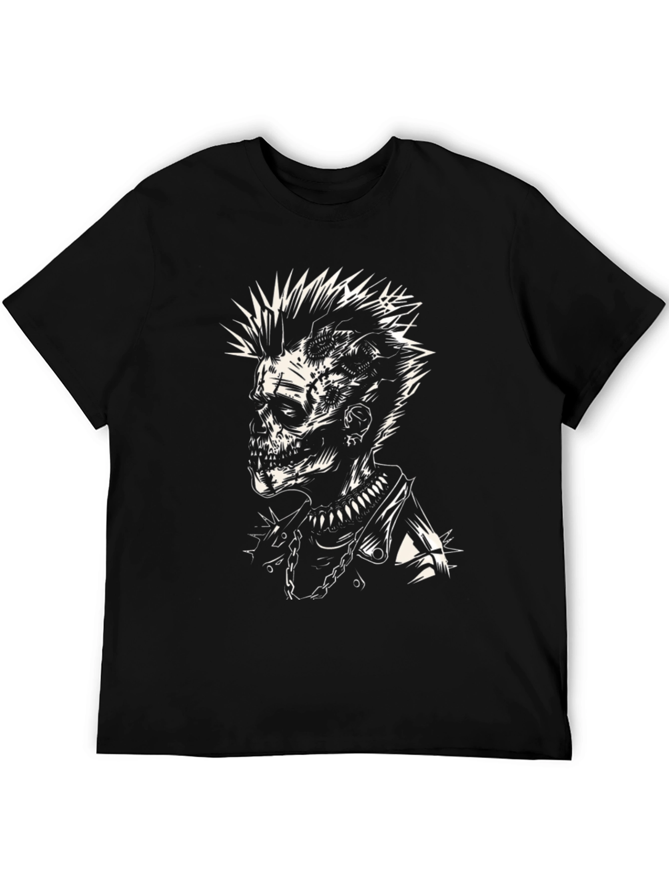 Punk Zombie Graphic T-Shirt - Black Cotton Tee