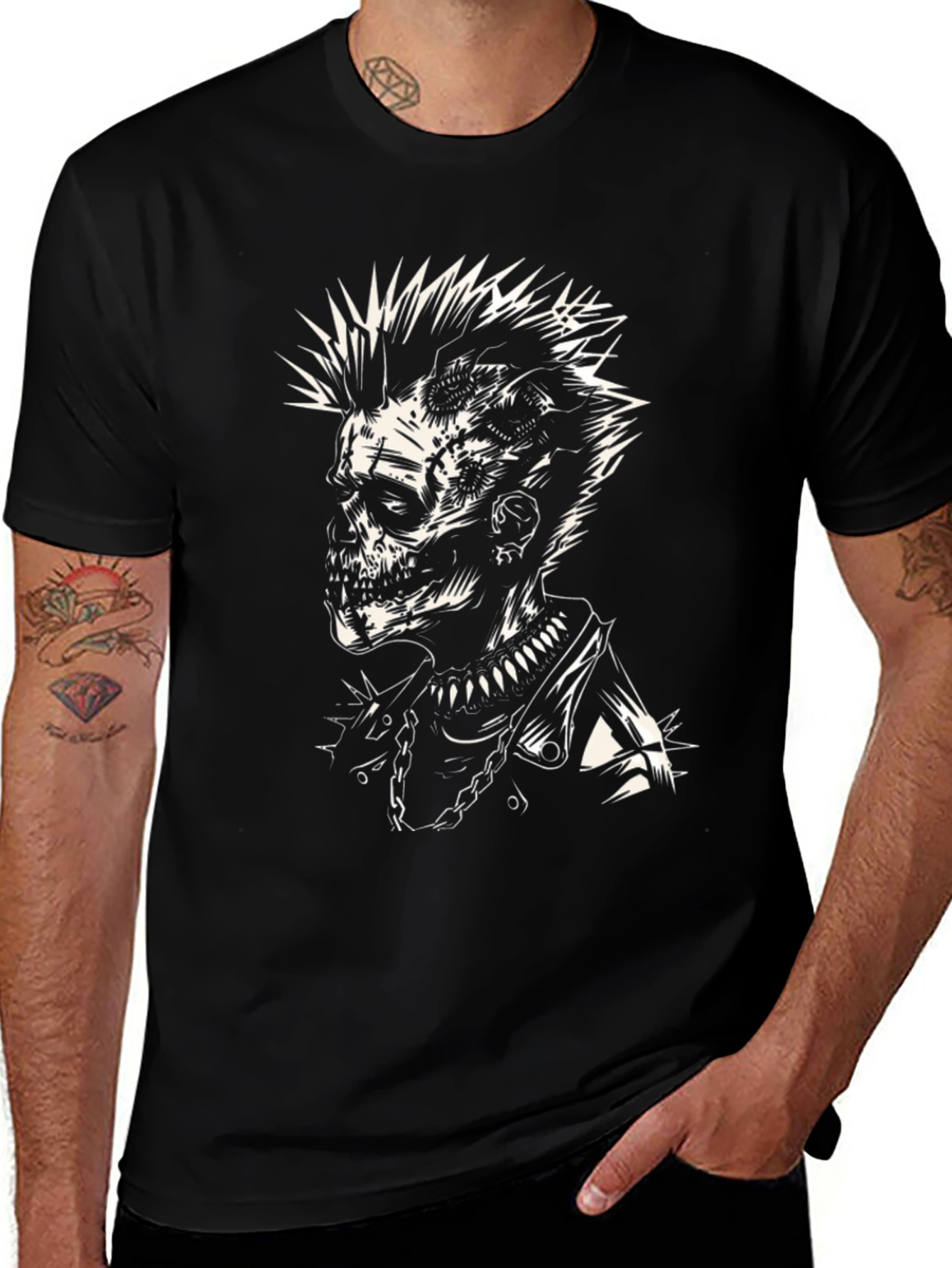 Punk Zombie Graphic T-Shirt - Black Cotton Tee