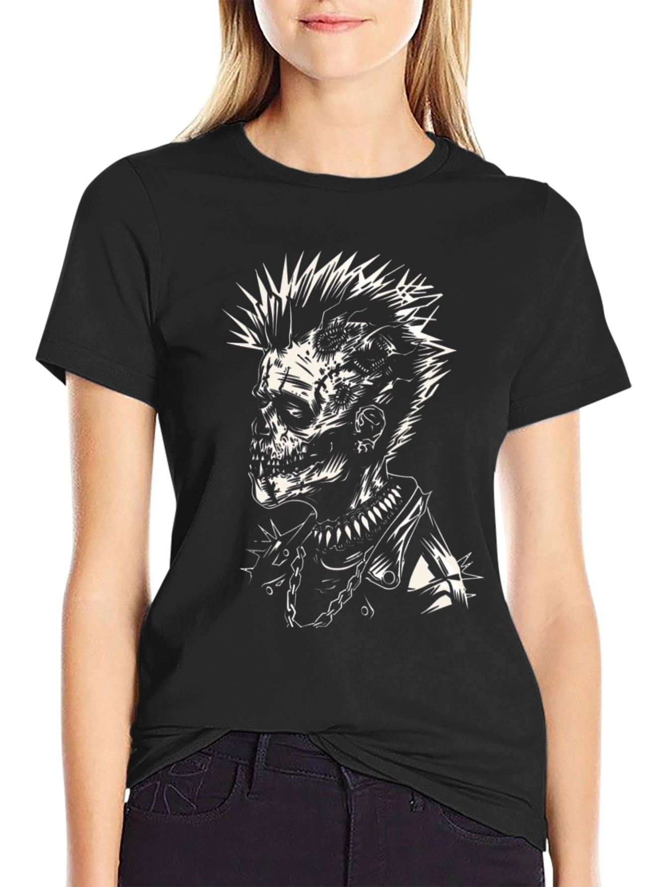 Punk Zombie Graphic T-Shirt - Black Cotton Tee