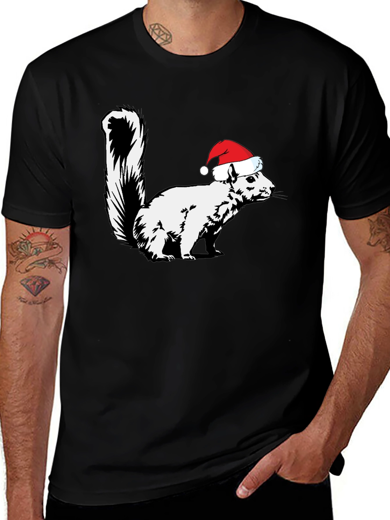 Squirrel Santa Hat Graphic Tee