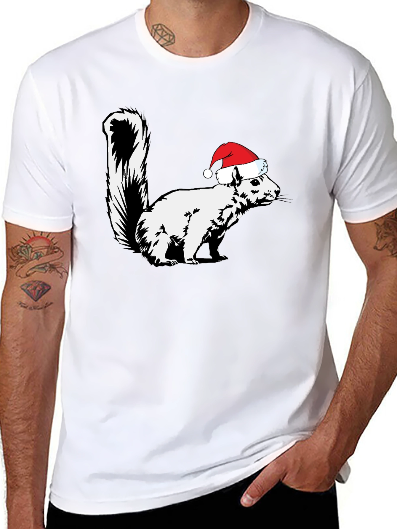 Squirrel Santa Hat Graphic Tee