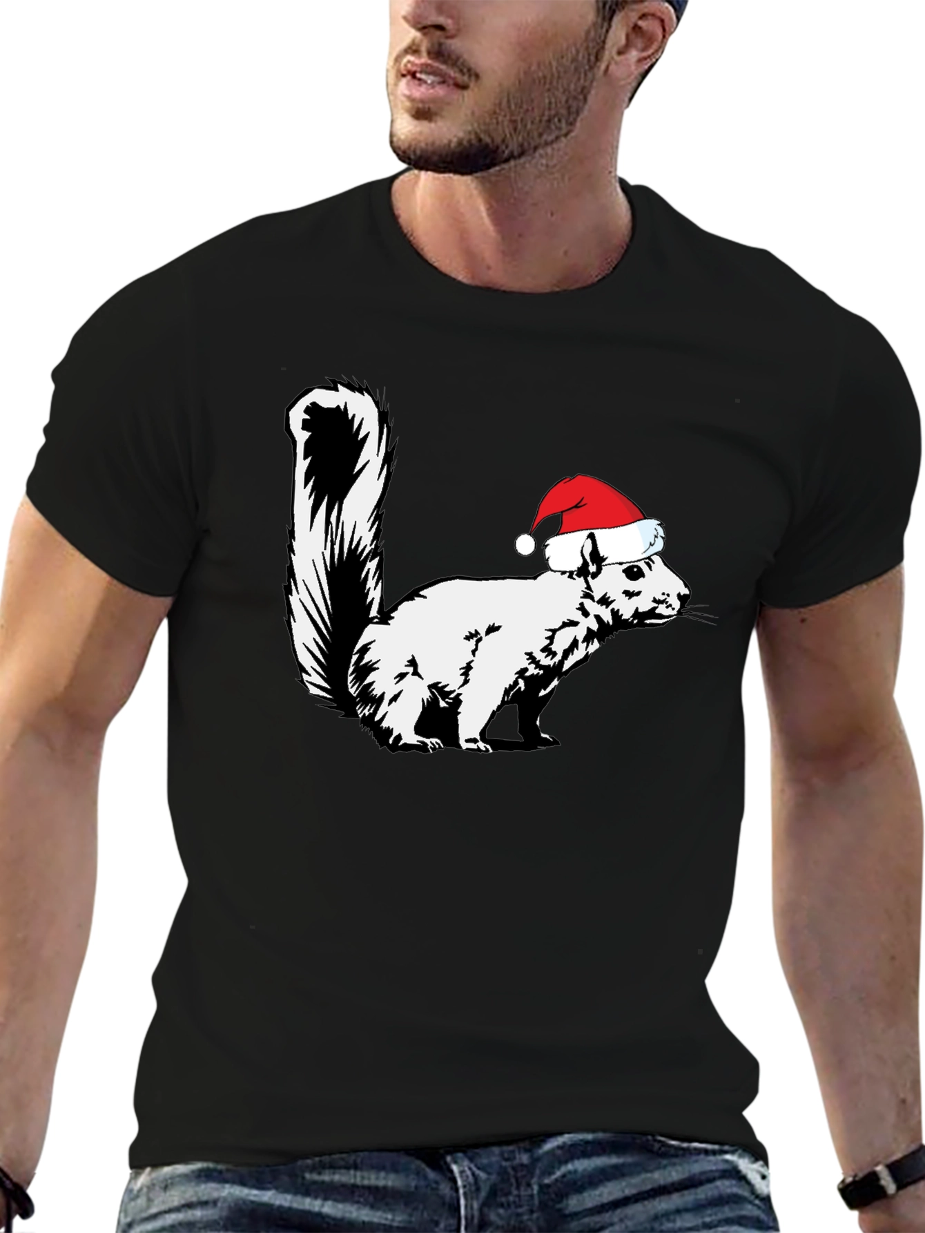 Squirrel Santa Hat Graphic Tee
