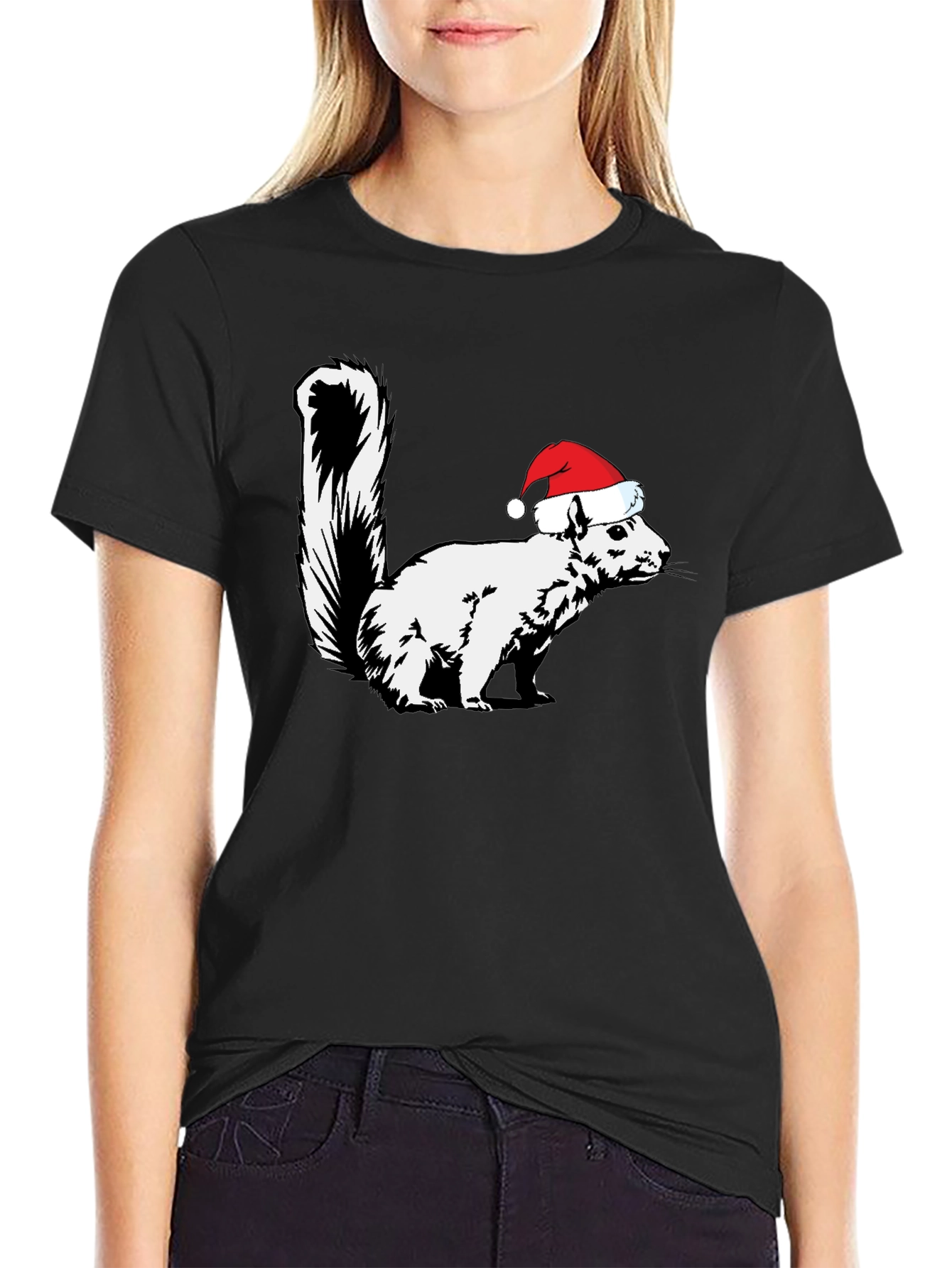 Squirrel Santa Hat Graphic Tee