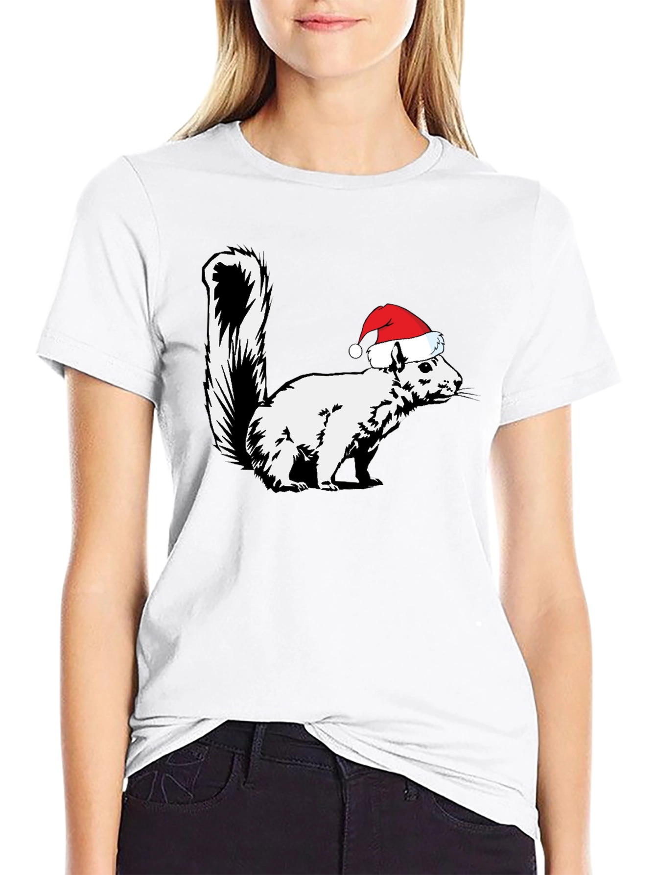 Squirrel Santa Hat Graphic Tee