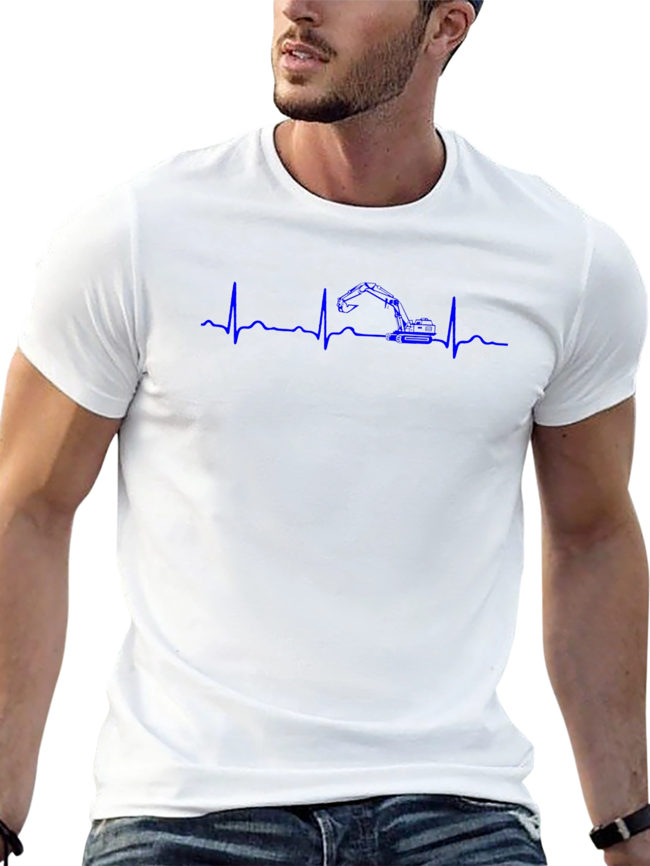 Excavator Heartbeat Graphic T-Shirt
