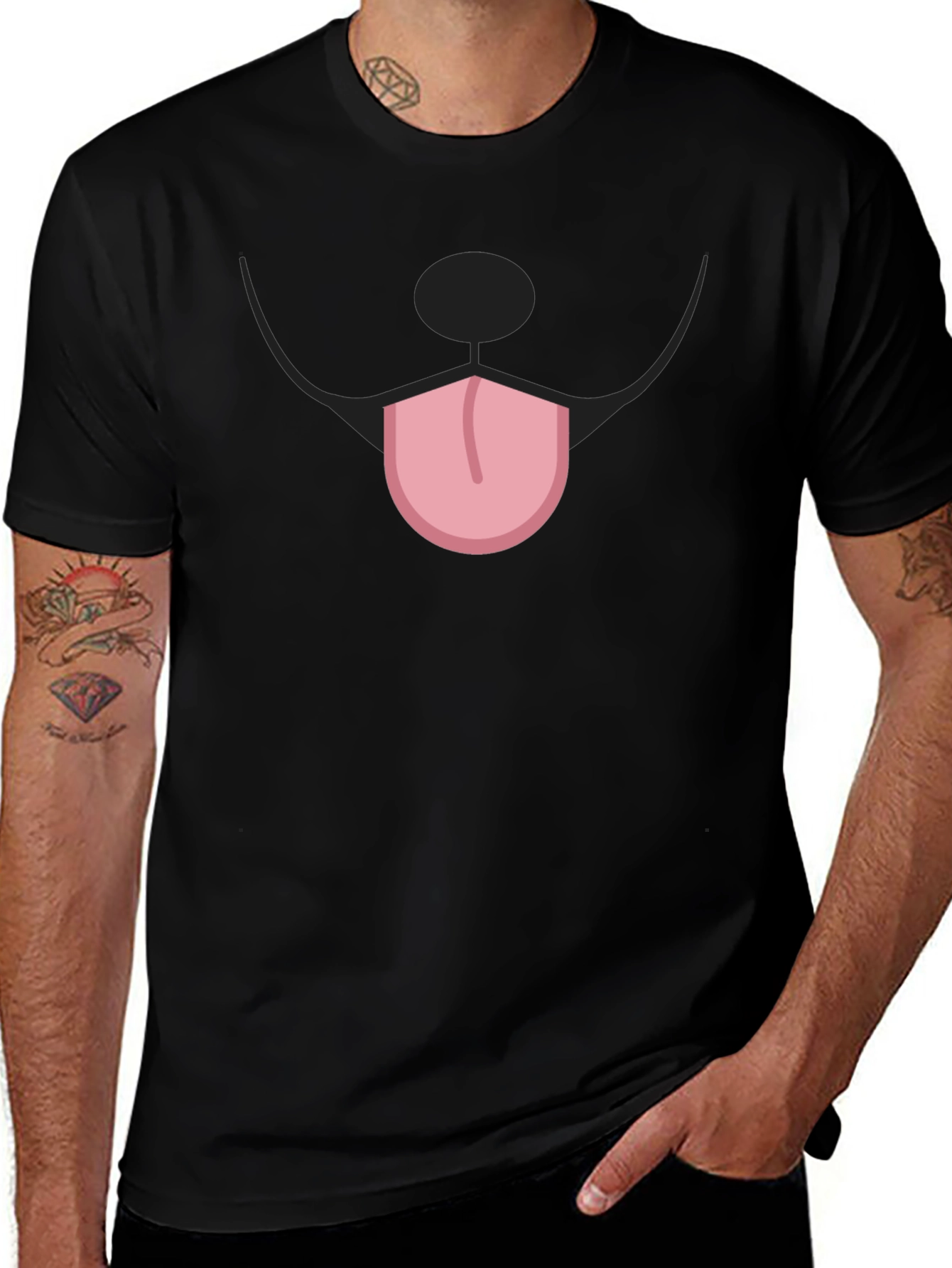 Funny Dog Face Graphic Black T-Shirt