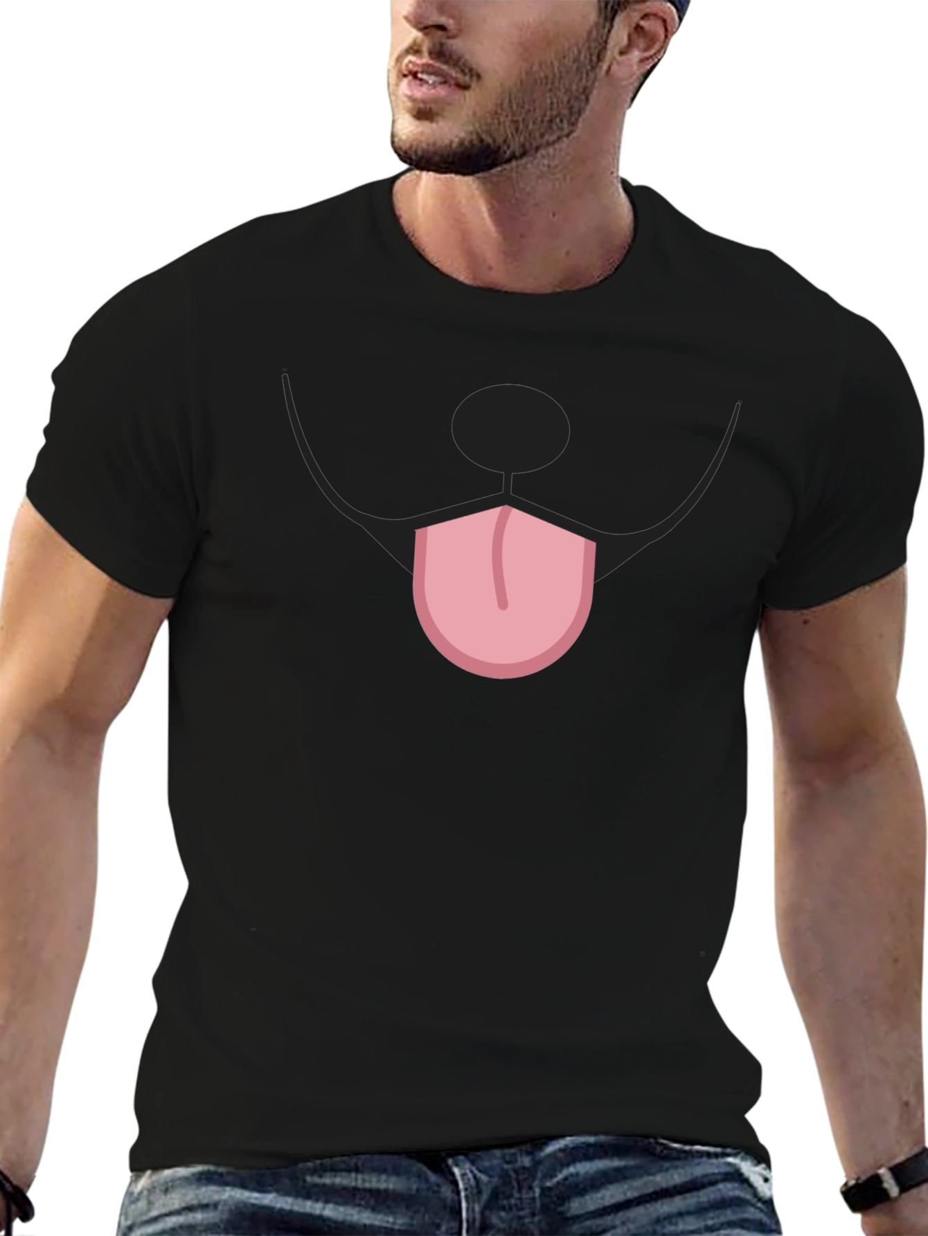 Funny Dog Face Graphic Black T-Shirt