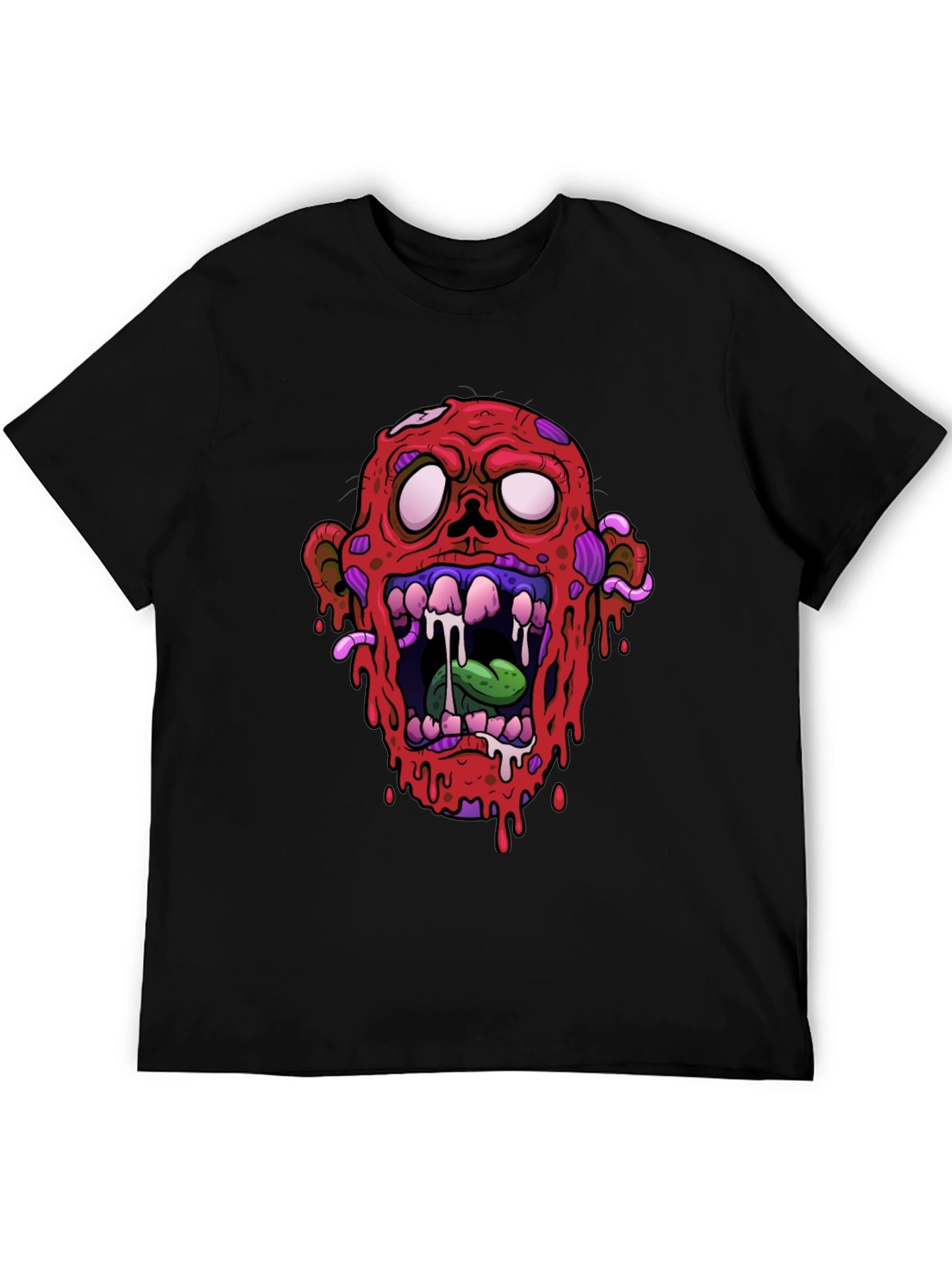 Zombie Head Graphic Black T-Shirt