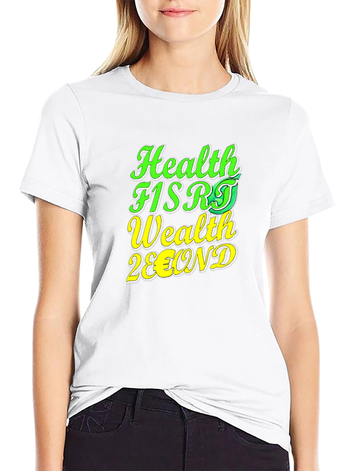Health First Wealth Second Black T-Shirt