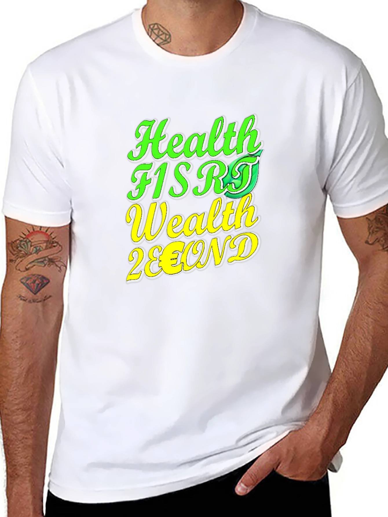 Health First Wealth Second Black T-Shirt