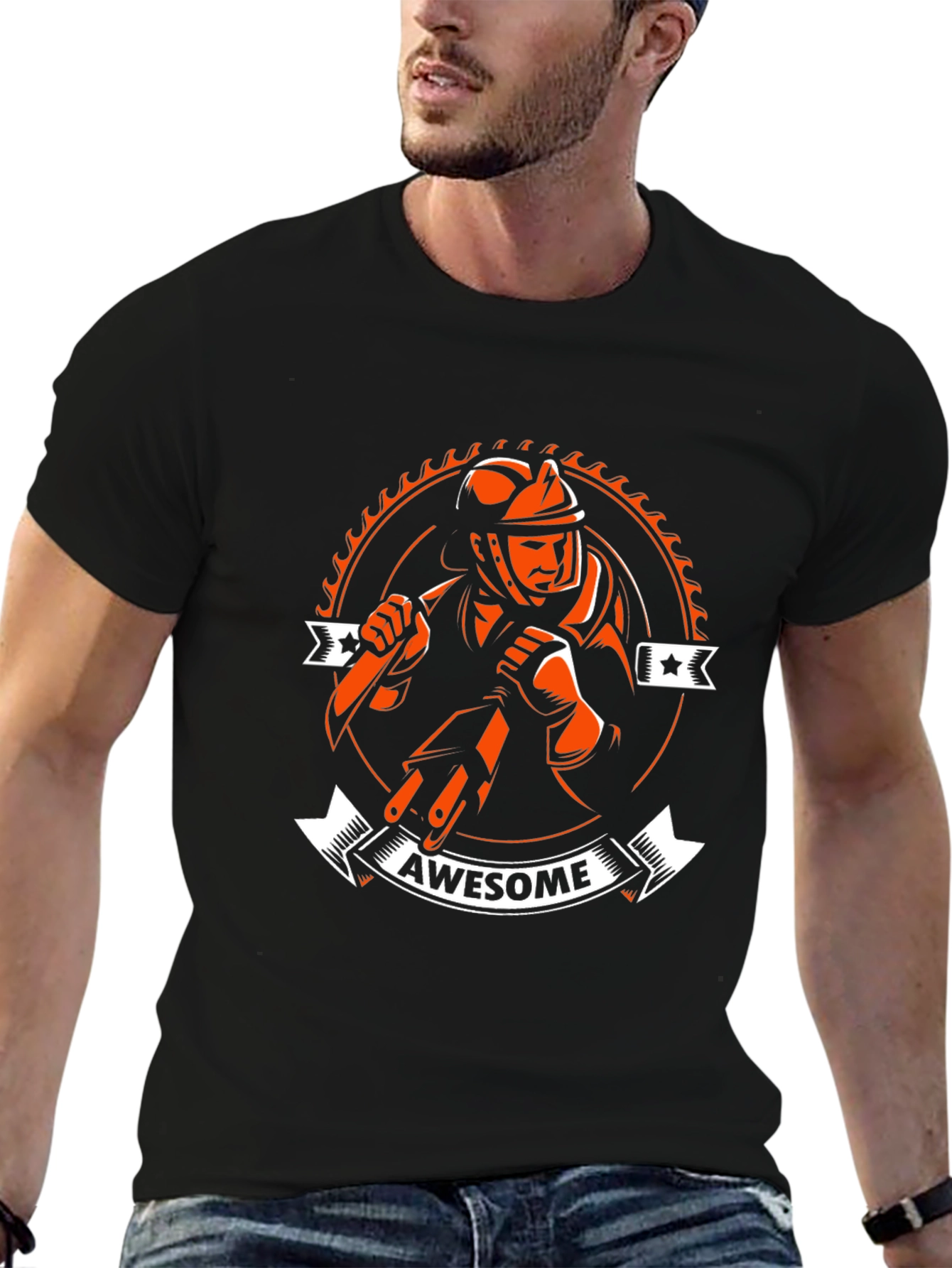 Awesome Firefighter T-Shirt - Black