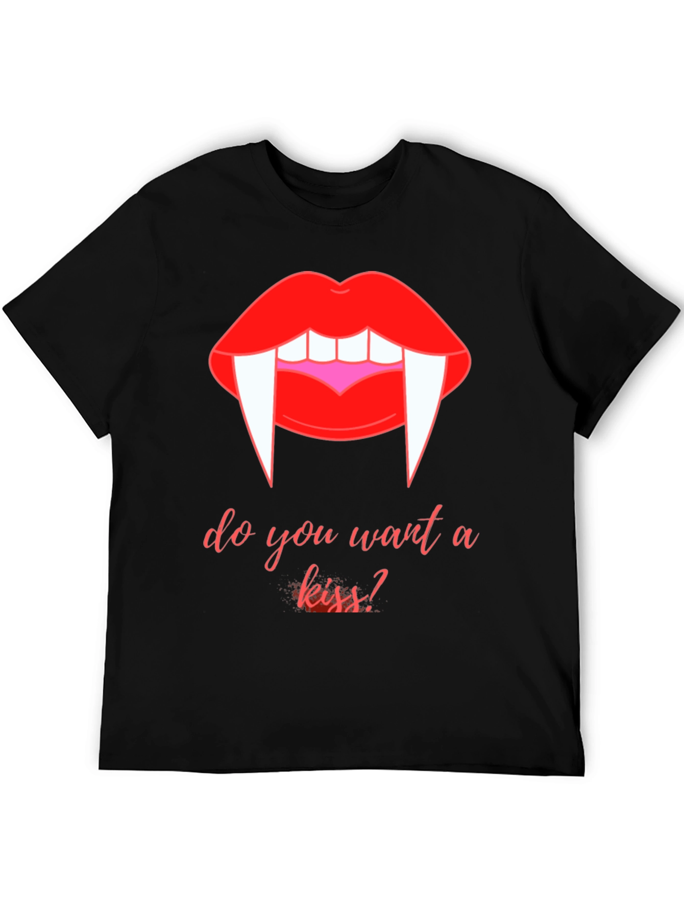 Vampire Kiss Graphic Tee - Halloween Black T-Shirt