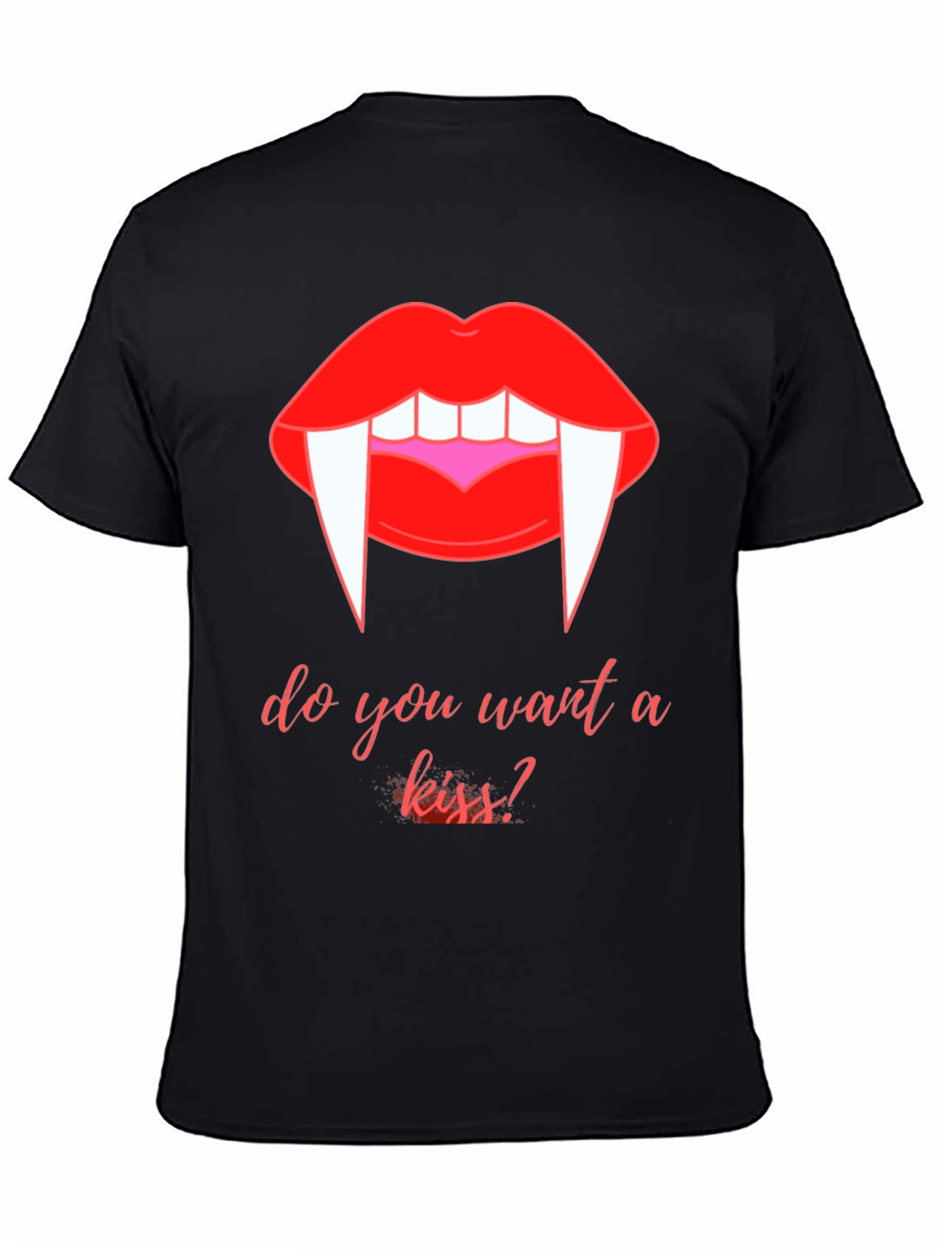 Vampire Kiss Graphic Tee - Halloween Black T-Shirt