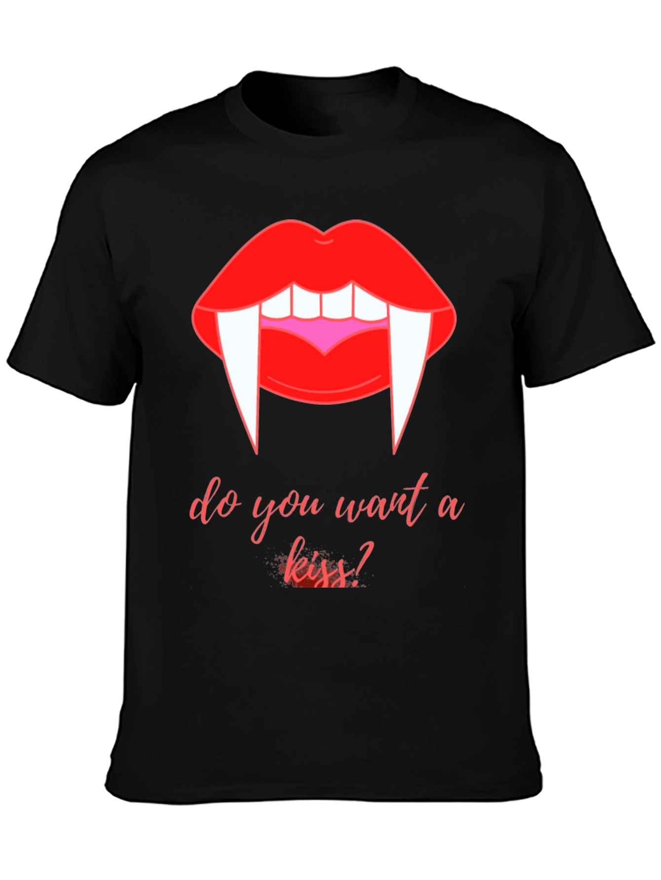 Vampire Kiss Graphic Tee - Halloween Black T-Shirt