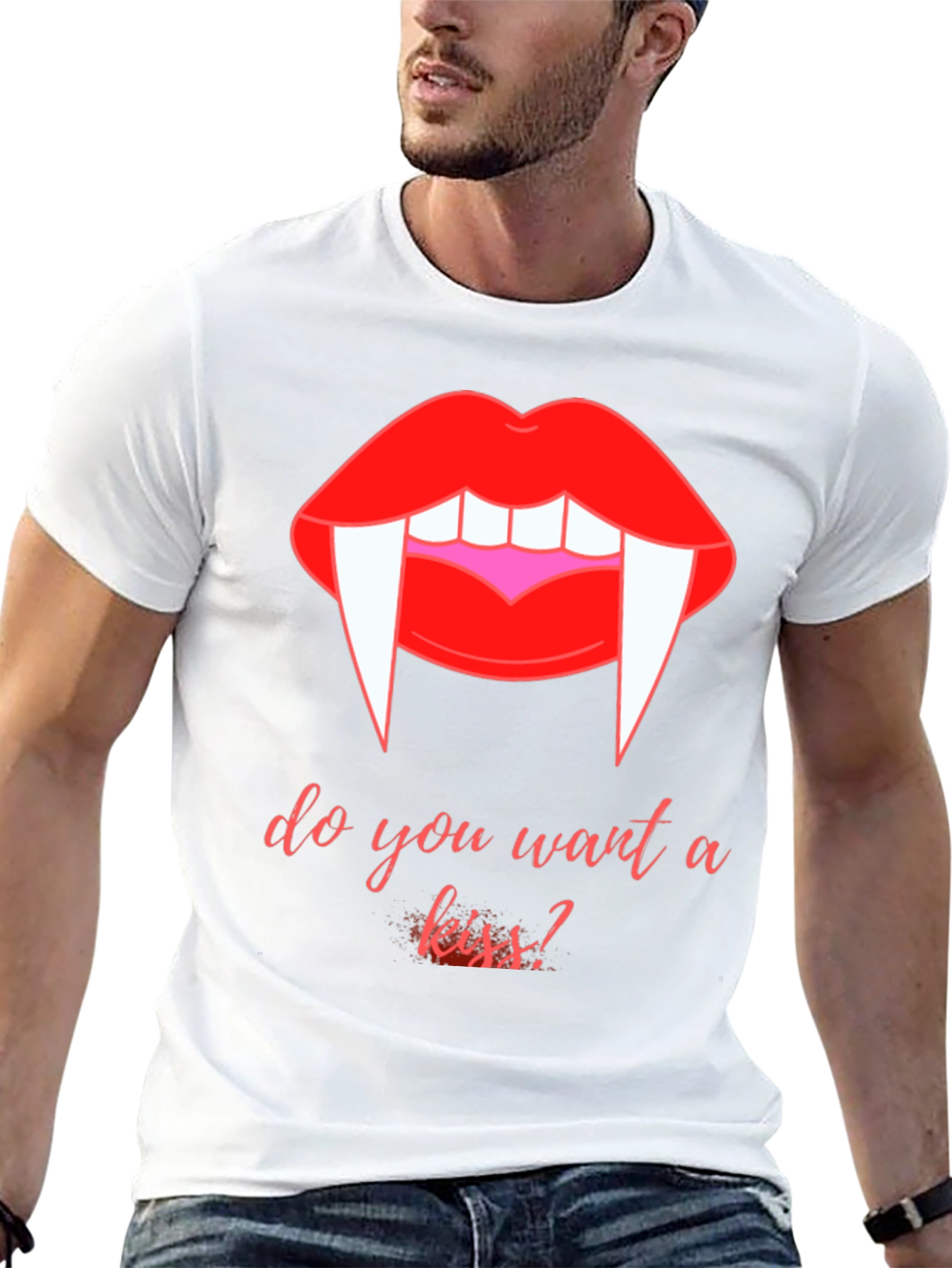 Vampire Kiss Graphic Tee - Halloween Black T-Shirt