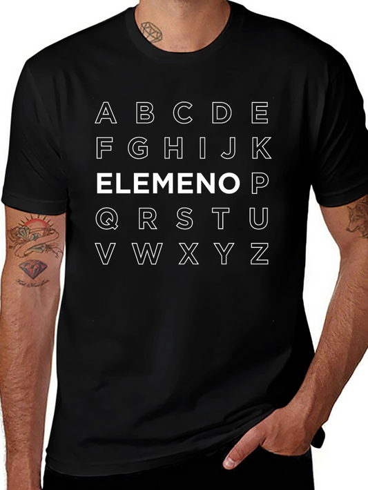Alphabet Initial Letters Graphic Black T-Shirt