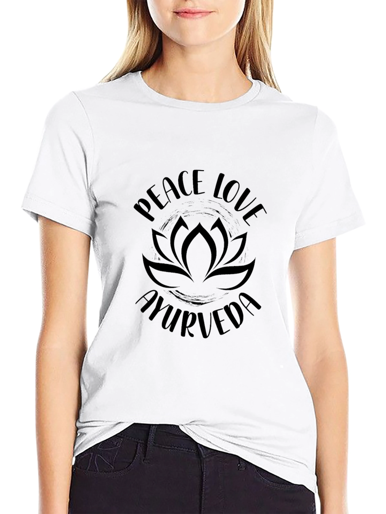 Peace Love Ayurveda Graphic Tee - Black