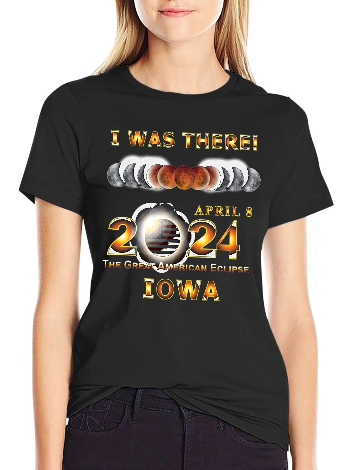 I Was There! Iowa Eclipse 2024 Black T-Shirt