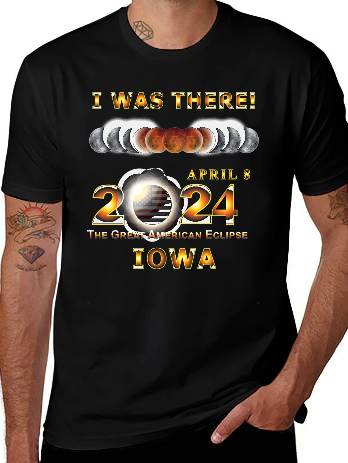 I Was There! Iowa Eclipse 2024 Black T-Shirt