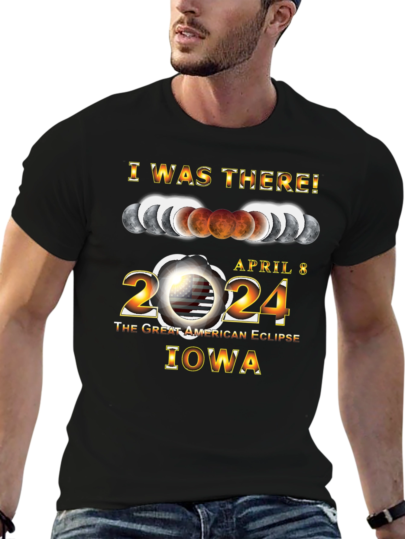 I Was There! Iowa Eclipse 2024 Black T-Shirt