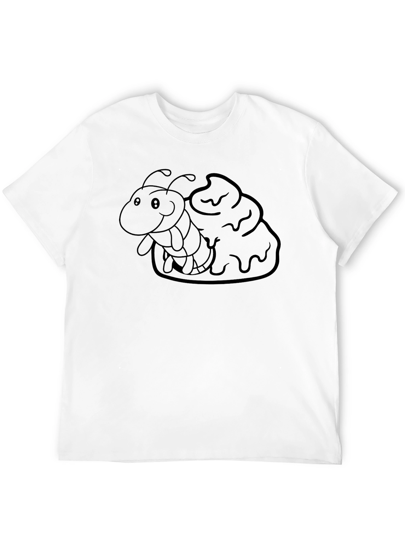 Cartoon Caterpillar T-Shirt - Soft Black Cotton Tee