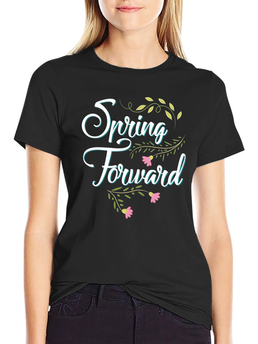 Spring Forward Graphic Tee - Black Cotton