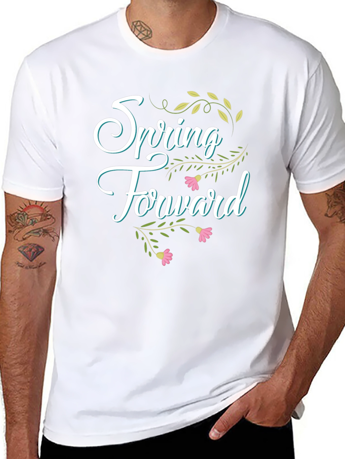 Spring Forward Graphic Tee - Black Cotton