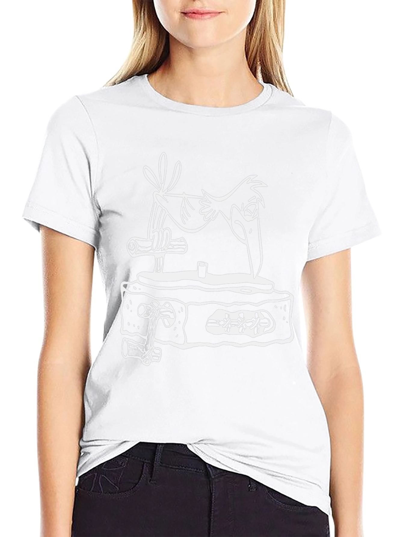 Cartoon Bird T-Shirt - Black Cotton Tee