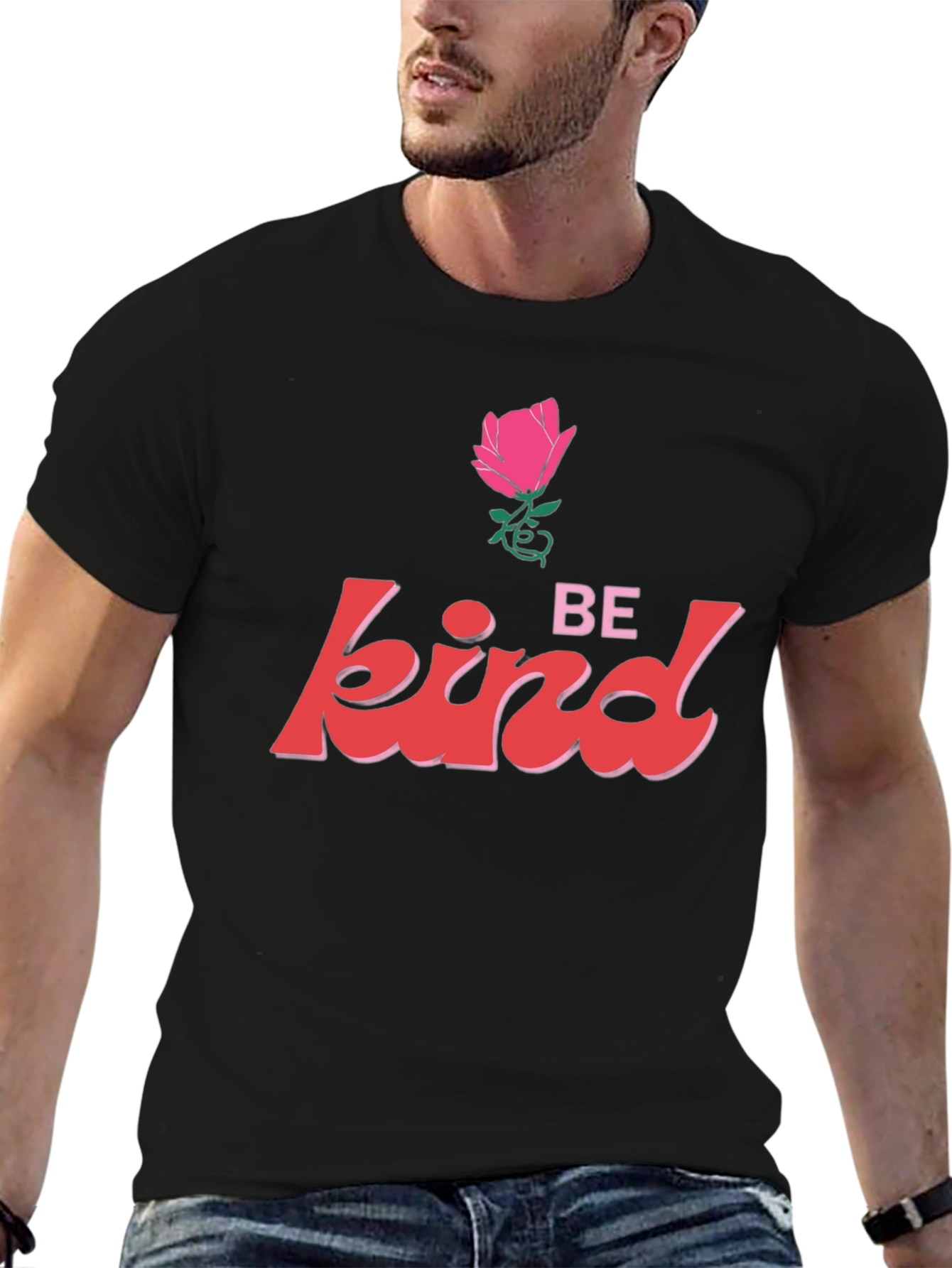 Be Kind Rose Graphic Tee - Unisex Black T-Shirt